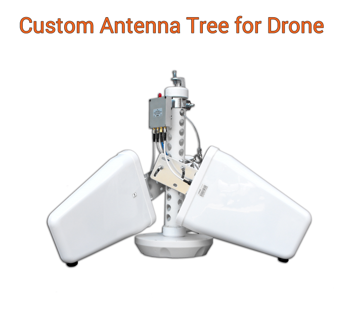 JDTECK is called on to customize its antenna tree for drone deployments. Drones are used to provide rapid aerial emergency cellular coverage  after a disaster has knocked down local cell towers. JDTECK modified its antenna tree for this specialized application. 